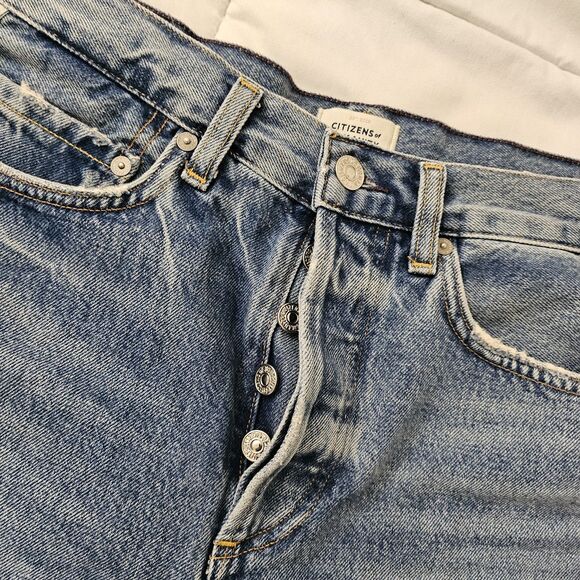 Citizens Of Humanity Shorts Womens 26 Blue Annabelle Long High-Rise Raw Hem Boho - Picture 3 of 10